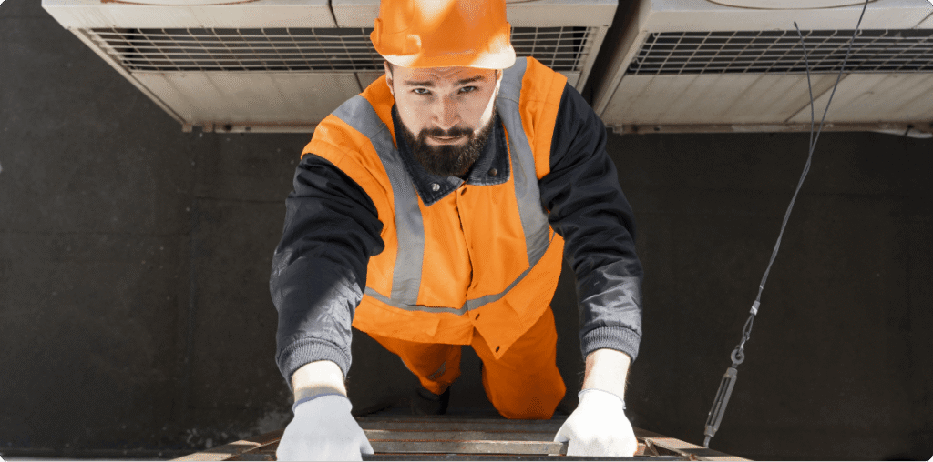 Worker doing the work